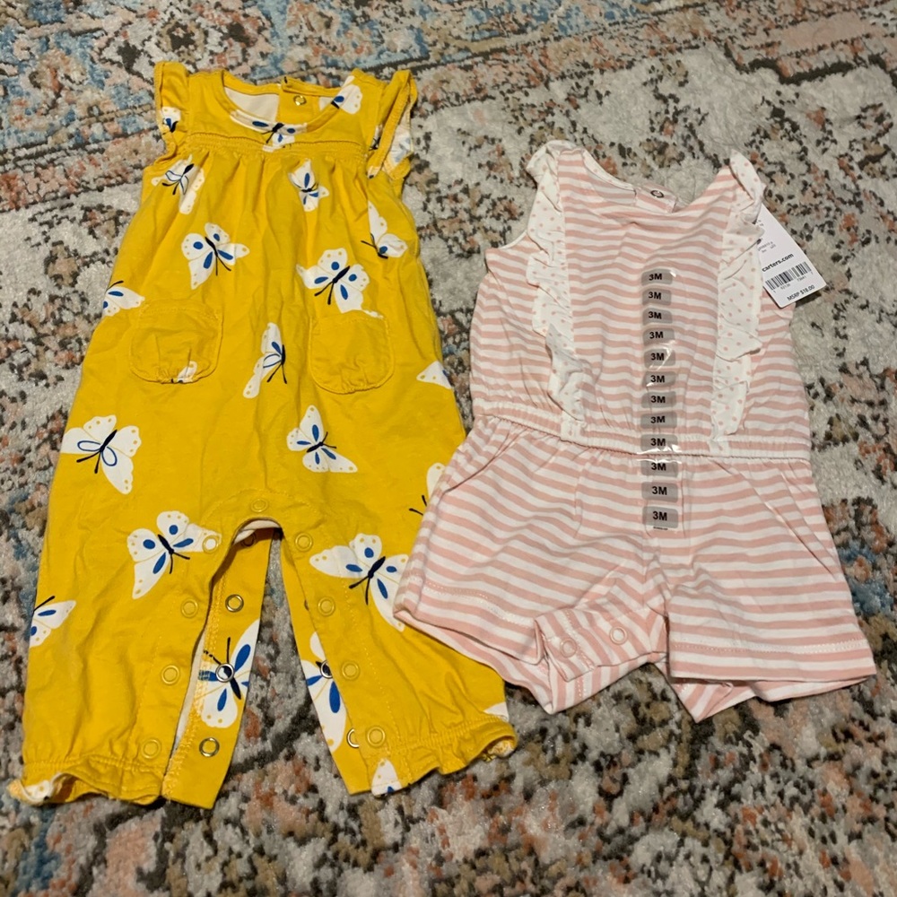Carters baby girl sleeveless jumpsuit and jumper